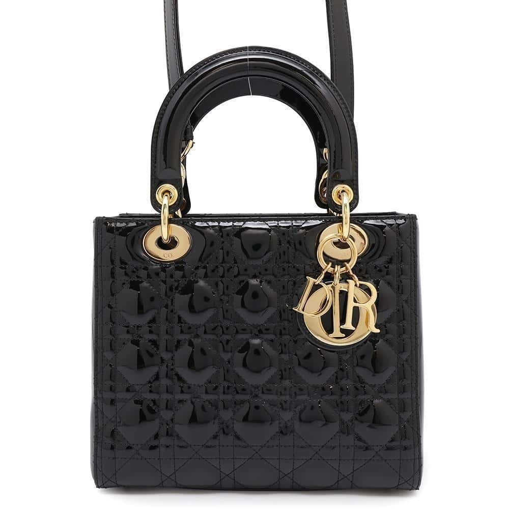 Dior handbag Lady Cannage Patent Vernis Black Christian bag